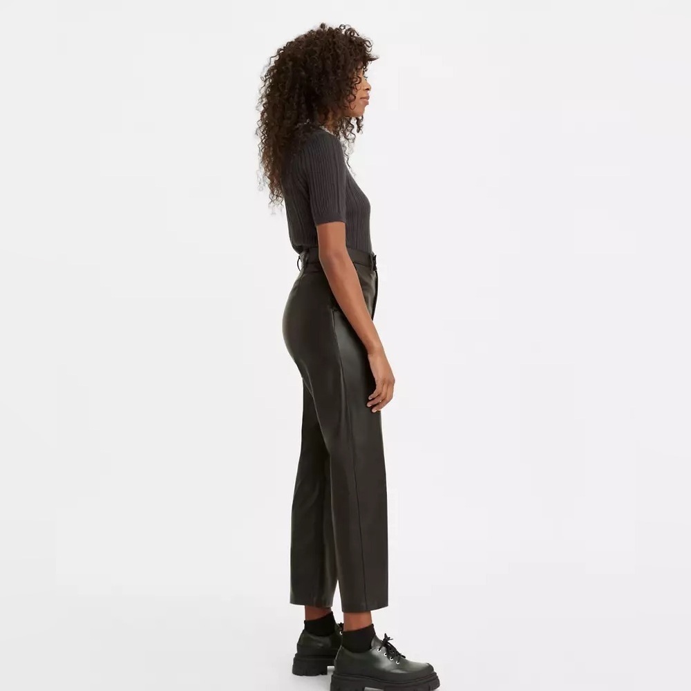 Levi’s Math Club Vegan Leather Cropped Black Slacks - Picture 3 of 9